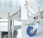 عربة طبية مع أدراج ورفوف